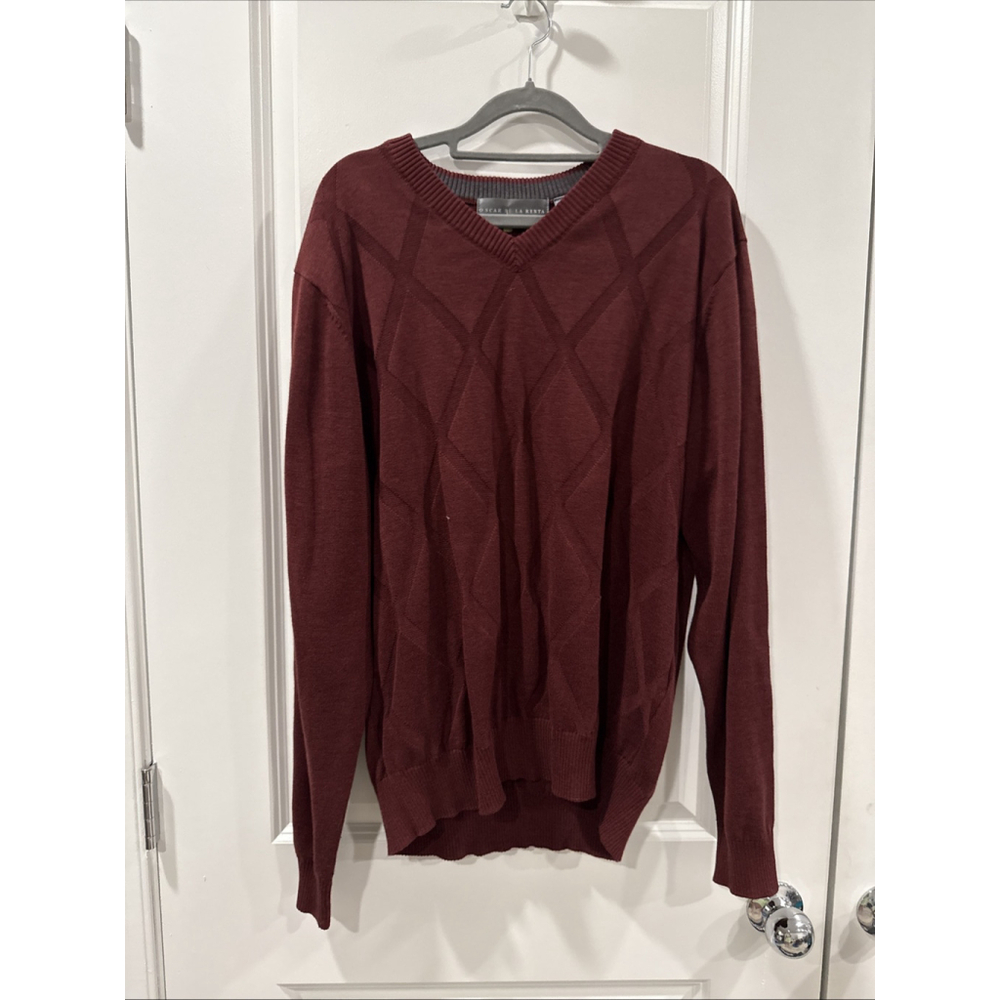 oscar de la renta Argyle Burgundy Sz Xl